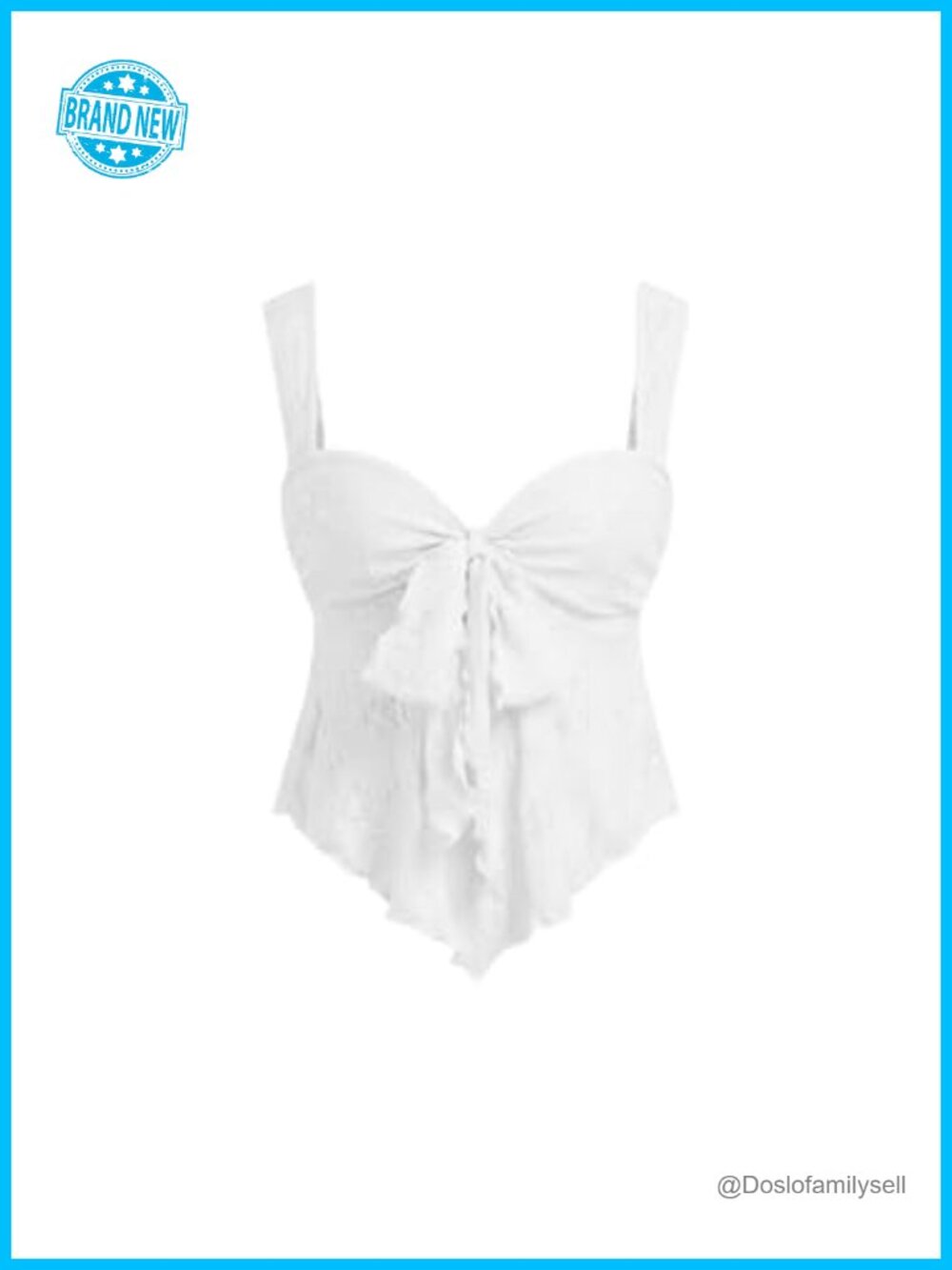 Lace Mesh Cute Bow Tie Front Sleeveless Crop Tank Top